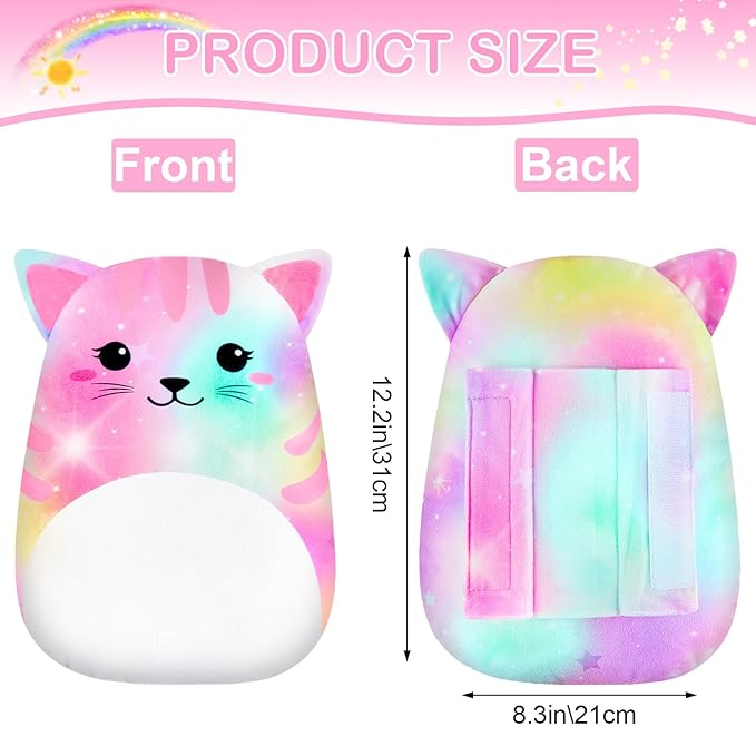 FIODAY Seatbelt Covers for Kids Car Seat Strap Pads Seat Belt Pillow Adjust Seat Belt Covers Seatbelt Cushion for Toddler Baby Boys Girls Travel Head Neck Shoulder Support, Pink Cat