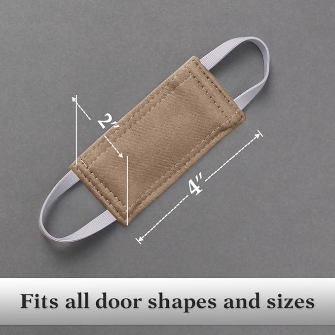 PONY DANCE Baby Door Latch Cover Closer - Nursery Door Silencer with Strong Elastic Straps, Thick Solid Cushion for Noise Reduction, Prevents Slamming, 3 Pieces, 4W x 2L Inches, Mocha