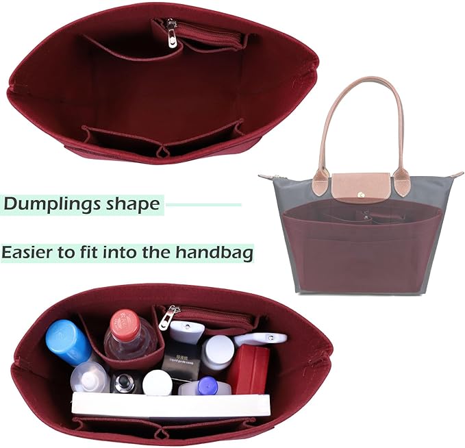 Lckaey Purse Organizer Insert for le pliage Le Pliage Neo Handbags Insert Organizer 1012claret2-S