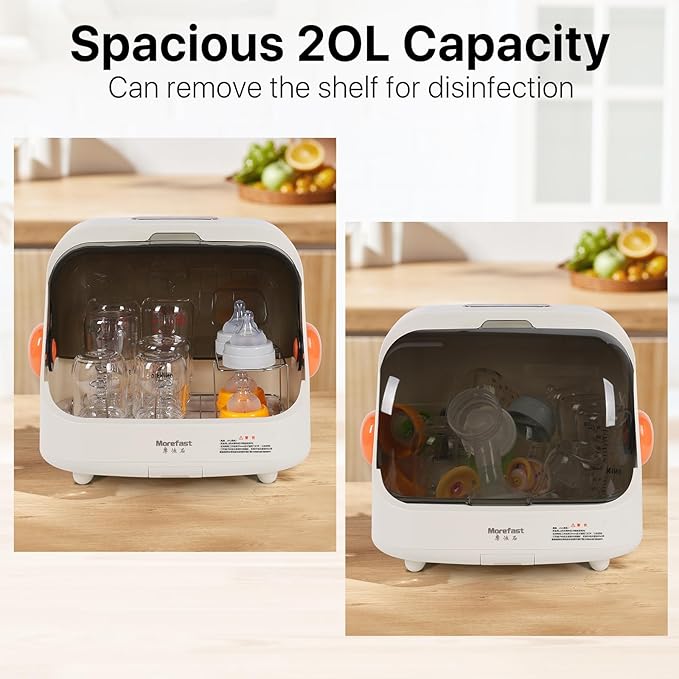 Nollapo Transparent Baby Bottle Drying Rack with Double Lid and Removable Drain Tray Dust-Proof Storage Box