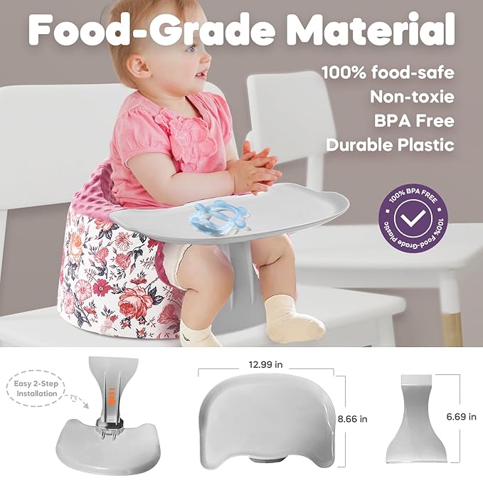 Seat Cover and Tray Sets Accessory Compatible with Bumbo Floor Seat for Baby,Breathable Accessory Compatible with Baby Seat - Easy to Install and Remove - Flower