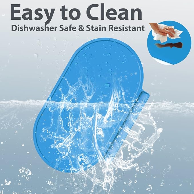 Silicone Placemat for Baby, Silicone Baby Toddlers Non-Slip Tablemats Stain Resistant Anti-Skid Reusable Dishwasher Safe Table Mats, Portable Food Mat Travel (Blue/Purple)