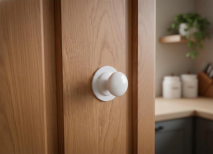 trust4care 4-Pack Large Matte White Backplate for Cabinet Knobs, 2-1/3" Round Rosette Plate for Bifold Closet Doors, Thick Escutcheon Back Plates Discs Sheets for Doorknobs & Pulls, Handles