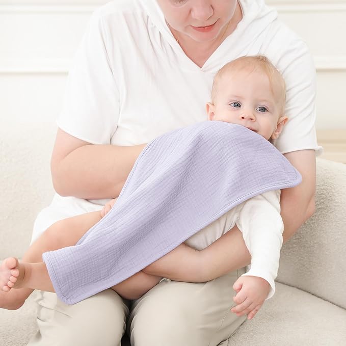 Susurration Muslin Burp Cloths, Soft Baby Burping Cloths for Unisex Boys and Girls, Newborn Essentials Large Extra Absorbent Washcloths, 20x10in, 6 Pack