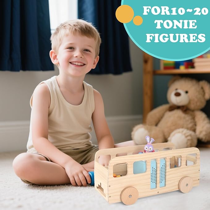 RZYLKA for Tonies Box Bus Storage Organizer Shelf, Magnetic Floating Shelves for Toniebox 1/2 Player Tonies Figures Characters for Children, Charger, Display Collection 20~30 Characters