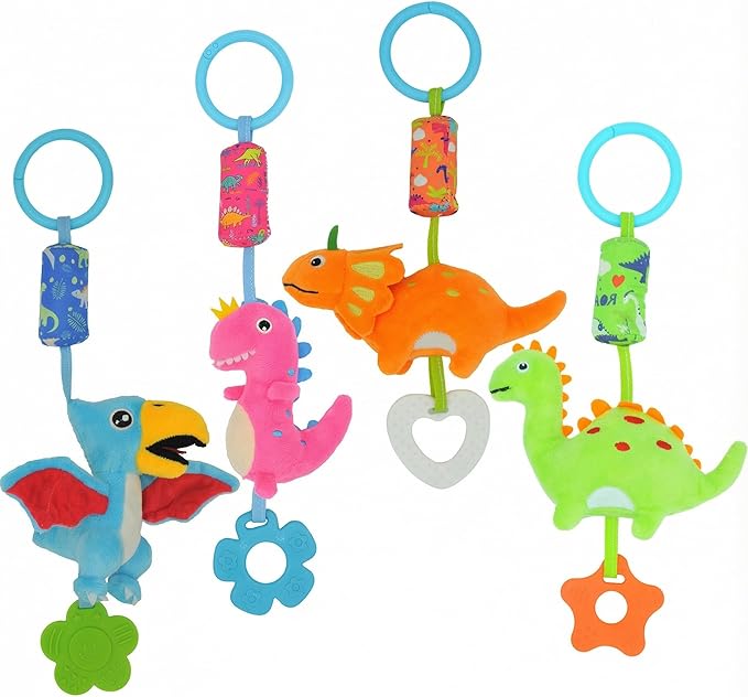 gebra Baby Toys for 0 3 6 9 12 Months, Soft Rattle Wind Chime Car Seat Crib Stroller Toys, Dinosaur Baby Hanging Toys Birthday for Baby Boys and Girls