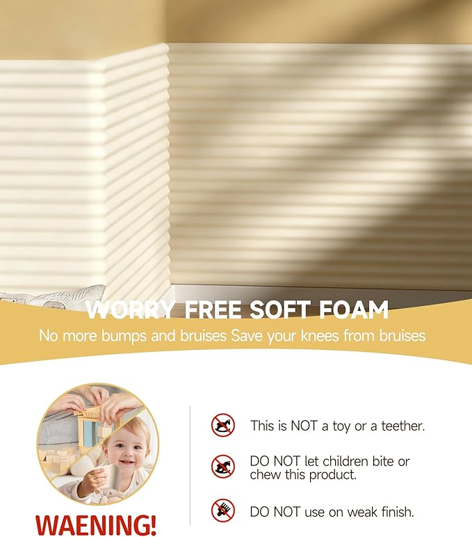 11.8''W Extra-Wide Edge Protector, 6.56FT 0.79''Th Baby Proofing Corner Guards, Safety Furniture Bumper, Pre-Taped, Thick Soft Rubber Foam Padding for Fireplace Table Stair Cabinet (Beige)