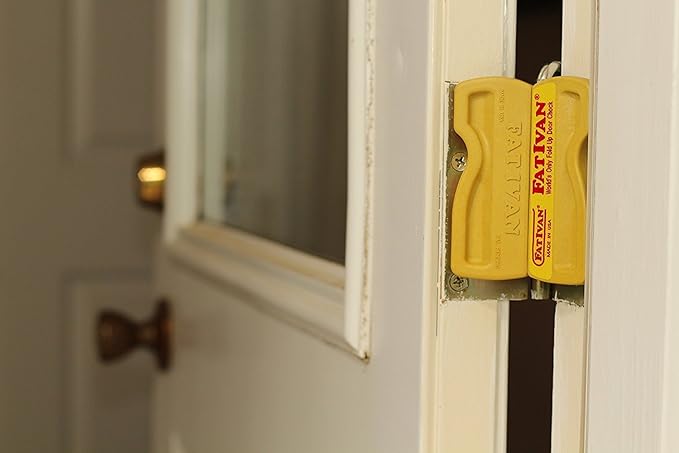 The Original Fat Ivan Fold Up Doorstop Wedge with Magnet - for Moving Office Home or School - Great for Police, Admin, Firefighters and Any time You Need a Door to Stay Open Yellow 2 Pack