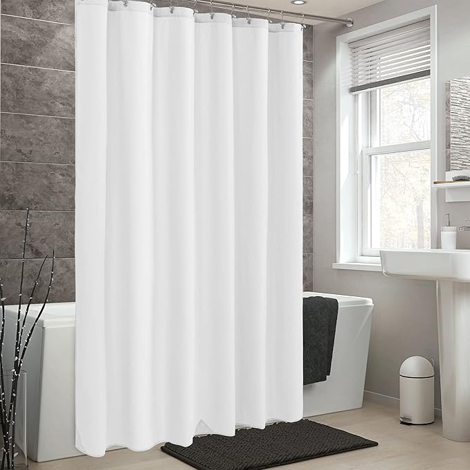 ALYVIA SPRING Short Shower Curtain Liner Fabric Waterproof - 72" x 66", Soft & Lightweight Shower Curtain with Magnets, Machine Washable - 72x66, White
