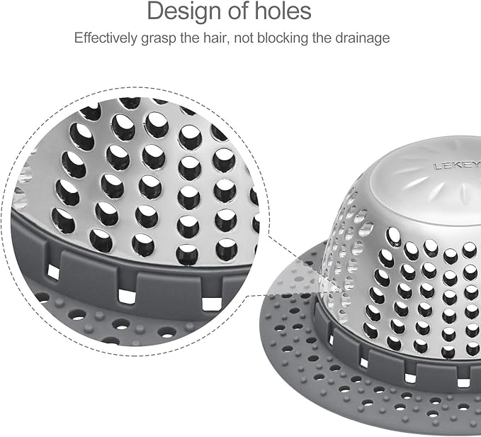 LEKEYE Drain Hair Catcher/Bathtub Drain Cover/Drain Protector for Pop-Up & Regular Drains(Patented Product)