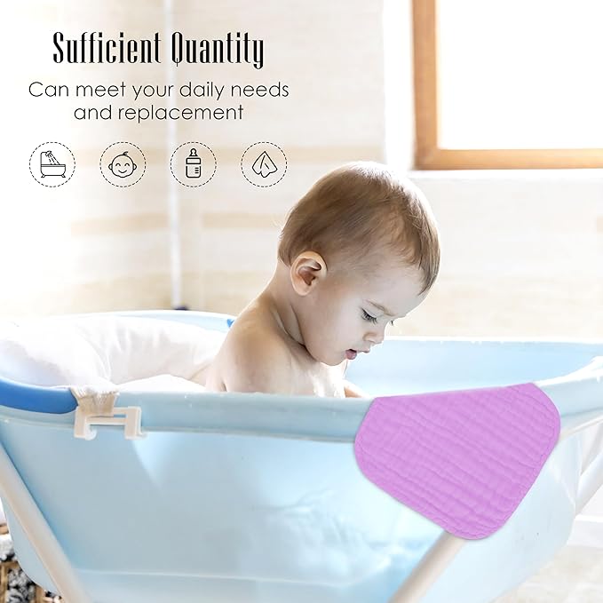 Baby Washcloths -100% Cotton Muslin Soft Baby Bath Wash Cloths and Absorbent Baby Wipes for Newborns Kids Girls and Boys - 12 Pack, 12x12 Inches - Pink, Purple, Sakura Series