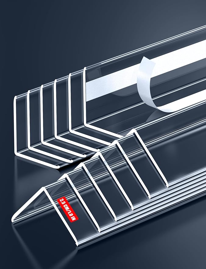 12PCS Clear Self-Adhesive Wall Corner Protectors，Corner Guards & Edge Protector for Wall Door Frame Cabinet Baseboard & Door, Table, Stair (40" X 1.0")