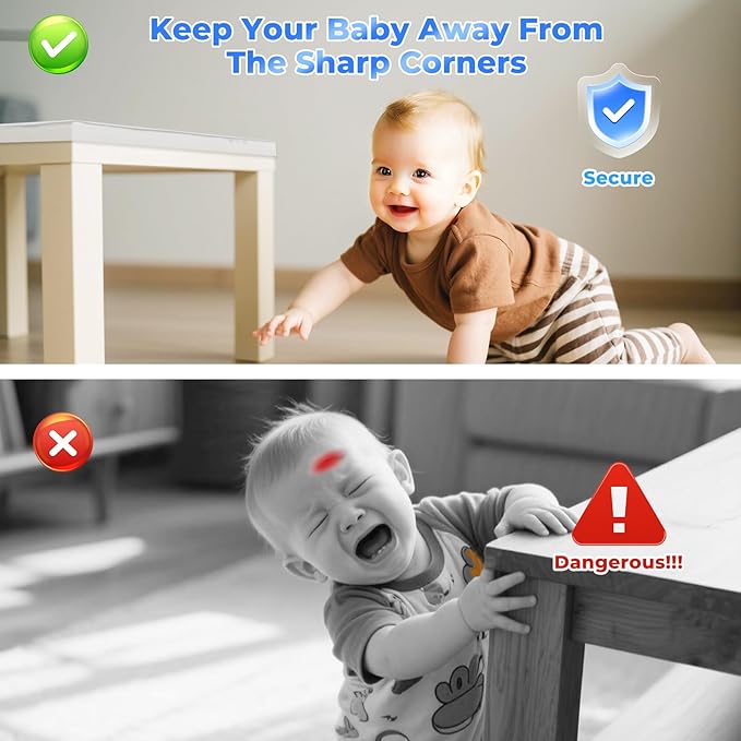 Edge Corner Protector Baby Proofing, Clear Soft Corner Protectors Baby Proof, Furniture Corner Guard & Edge Safety, Edge Protector for Table and Fireplace(9.8ft L*1.56inch W*0.14inch H)