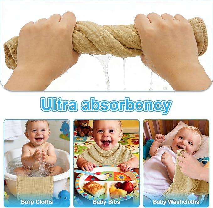 Muslin Burp Cloths Soft and Breathable Burp Cloths Baby Girl 6 Pack 10x20 inches It is a Must-Baby Girl Newborn Essentials and Baby Essentials (6, White and Pink)