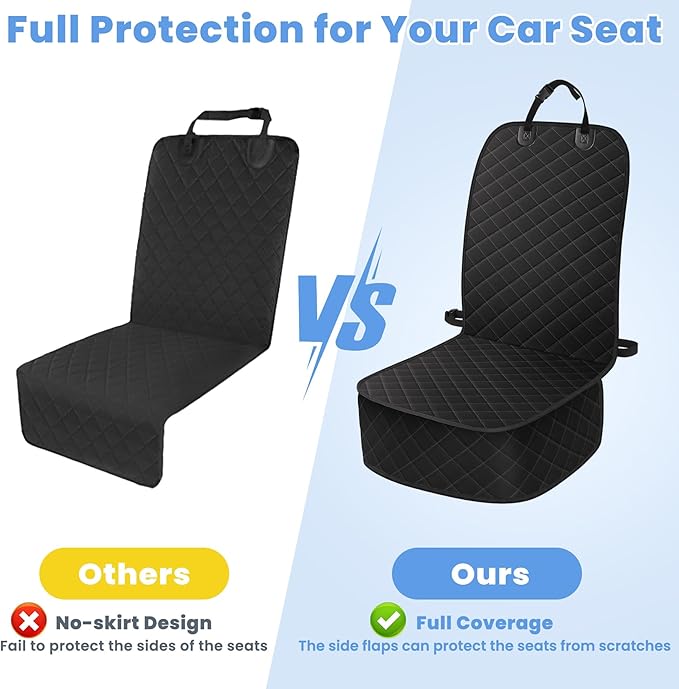 ELONGRIVER Dog Car Seat Covers, Waterproof Front Seat Cover for Dogs, Scratch-Proof, Nonslip Pet Passenger Seat Cover Protector, Universal Fit for Cars Trucks SUVs, Standard Size, 2 Packs Black