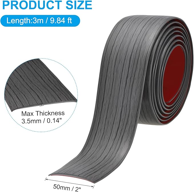 PATIKIL Self Adhesive Floor Transition Strip 10 ft x 2" Vinyl Flat Divider Flooring for Joining Floor Gaps Carpet Transition Floor Tiles, Dark Gray Pattern