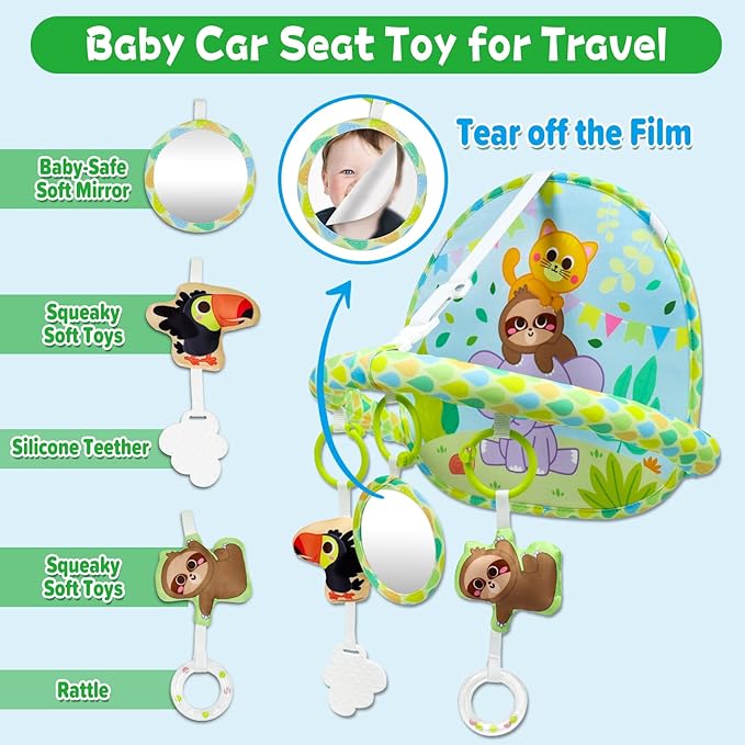 Dr.Rapeti Baby Car Seat Toy for Travel Rear Facing Double Sided Baby Travel Activity Car Seat Entertainment Toy Easy Drive Gift for Newborn Baby Infant