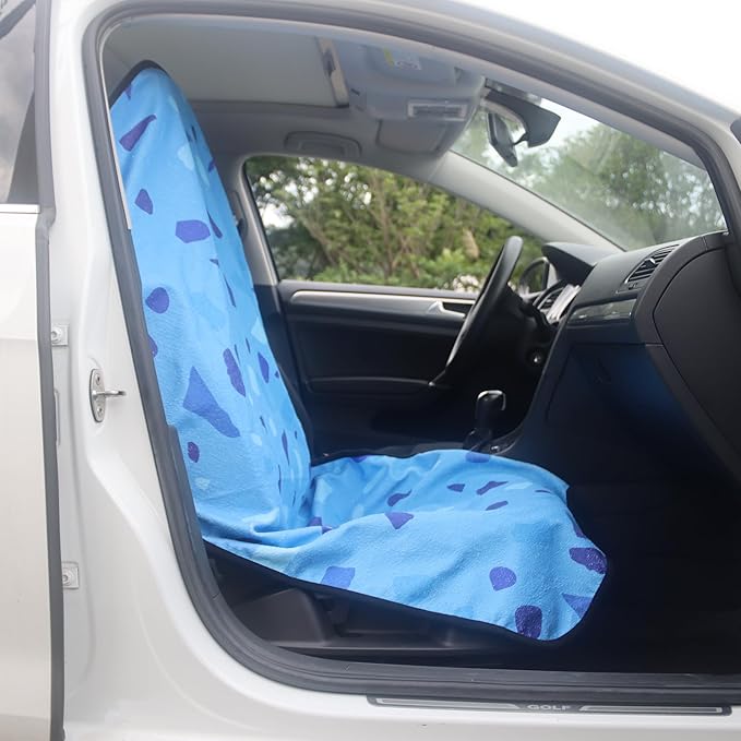 LoyaGour Car Seat Cover Protector Front Seats,for Gym Workout,Running,Swimming,Beach and Hiking,Waterproof Sweat Towel Bucket Seat Covers for Cars SUV Trucks (Blue Marbling, 2Pcs)