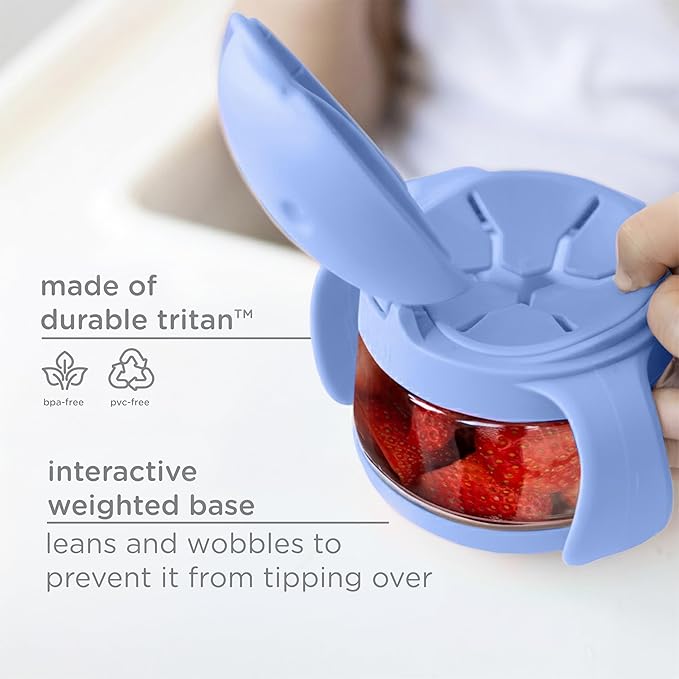 Ubbi Tweat Snack Containers for Kids & Toddlers, BPA-Free Tritan Spill-Proof Toddler Snack Cups, Portable Travel Food Storage, Polaris Blue & Sugar Snap Green | No spill design, Weighted base, Easy opening, Dishwasher safe, Made for small hands
