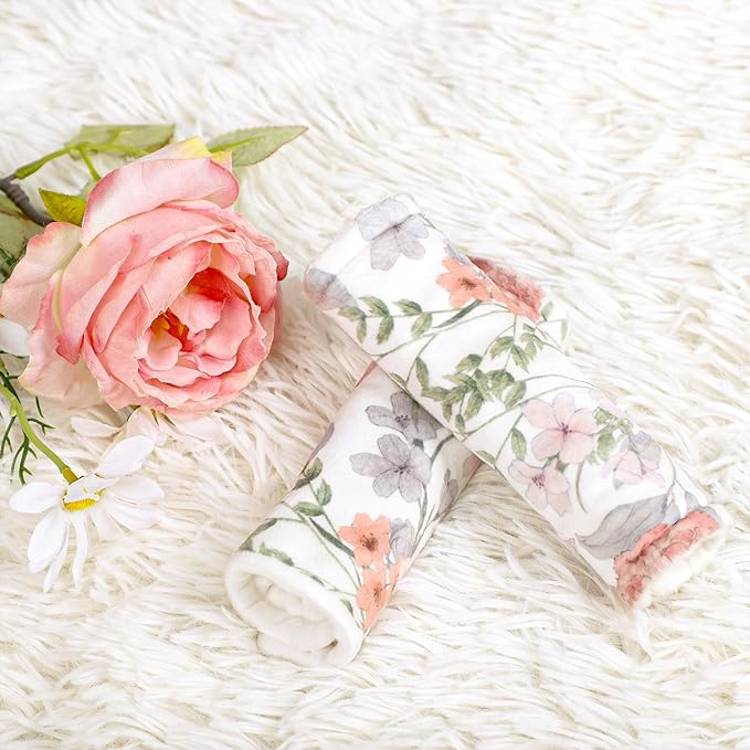 Car Seat Strap Pads for Baby Kids, HNHUAMING Ultra Soft Pink Carseat Straps Shoulder Covers, 2 Pack Infant Seat Belt Cover Pad for Baby Car Seats/Strollers/High Chair/Pushchair, Floral
