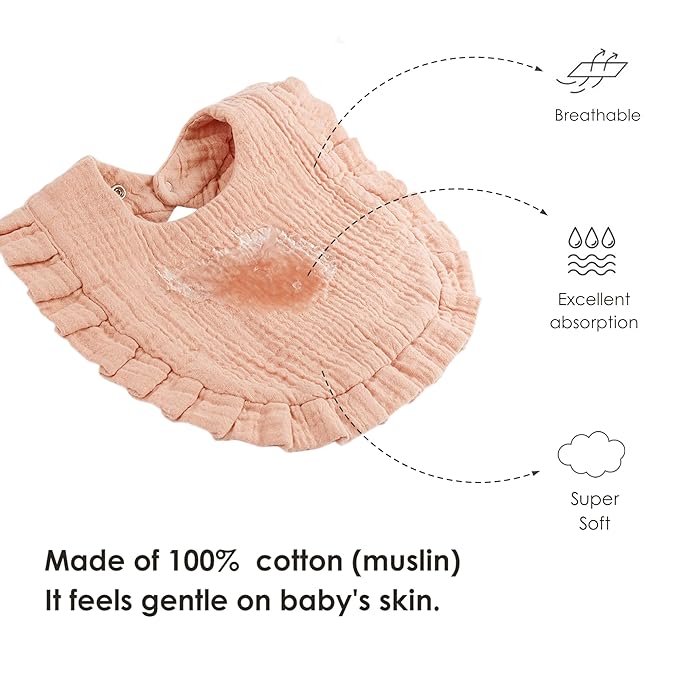 MairMore 8-Pack Muslin Baby Bandana Drool Bibs for Unisex Girls & Boys – 100% Cotton Bibs, Soft & Absorbent Teething and Drooling Essentials for Newborns