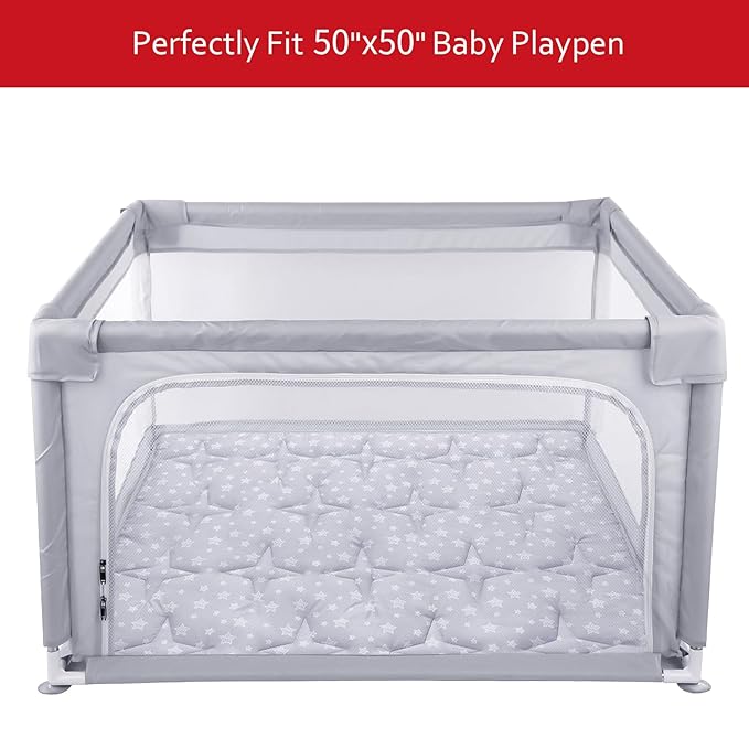 Baby Play Mat 50" X 50" Playpen Mat Fit for Hiaksedt and Orian Baby Playpen, One-Piece Crawling Mat Non Slip Padded Kids Playmat for Floor 50x50 Inches