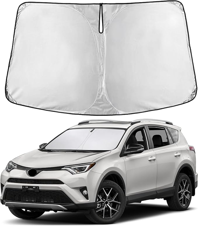 EcoNour Windshield Sun Shade for Toyota RAV4 2013–2015 2016 2017 2018, Sun Visor for Front Windshield & Window Sunshade Cover, UV Heat Blocker & Protector, Car Accessories