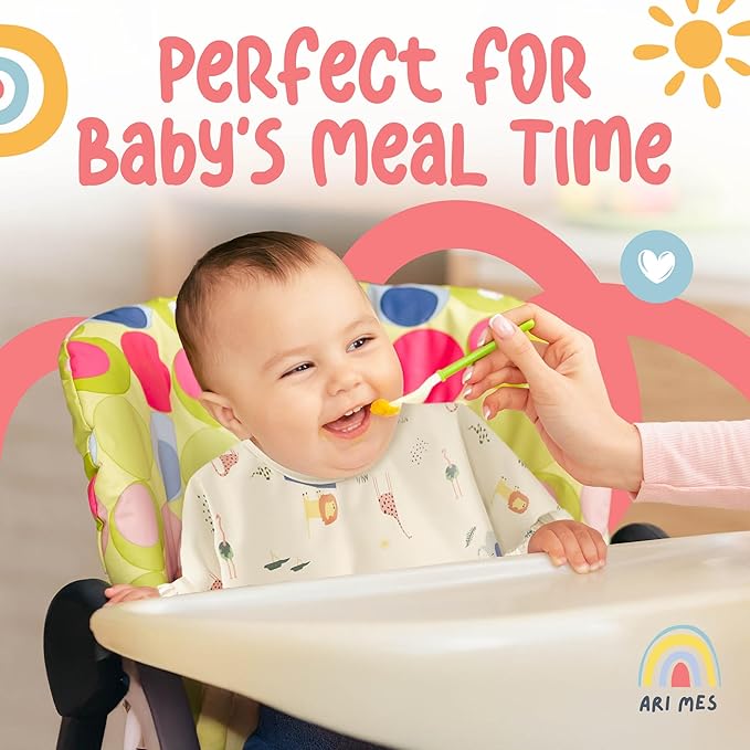 ARI MES Long Sleeves Waterproof Baby Bibs for Eating - Pink, Small - Wearable, Coverall for Toddler, Long Sleeve Bib, Smock Apron for Feeding - Applicable for 6-72 Months