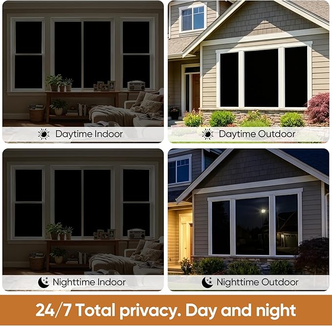 SUNBABY Blackout Window Film, 100% Light Blocking for Daytime Sleep, Total Privacy & UV Sun Blocking, Static Cling No Glue Cover for Bedroom, Nursery, Home Theater, 17.5 x 118.1 Inch with 3 Tools