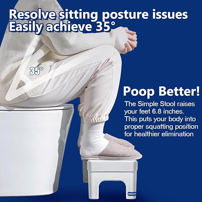 6.8 Inch Toilet Stool for Bathroom,Hoissuem Non-Slip Potty Stool for Pooping,Hoissuem Toilet Step Stool for Adults/Seniors/Kids
