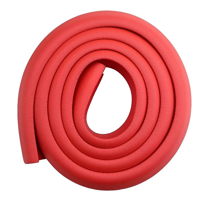 M2cbridge L Shape Extra Thick Furniture Table Edge Protectors Foam Guard 6.5 Ft (Red)