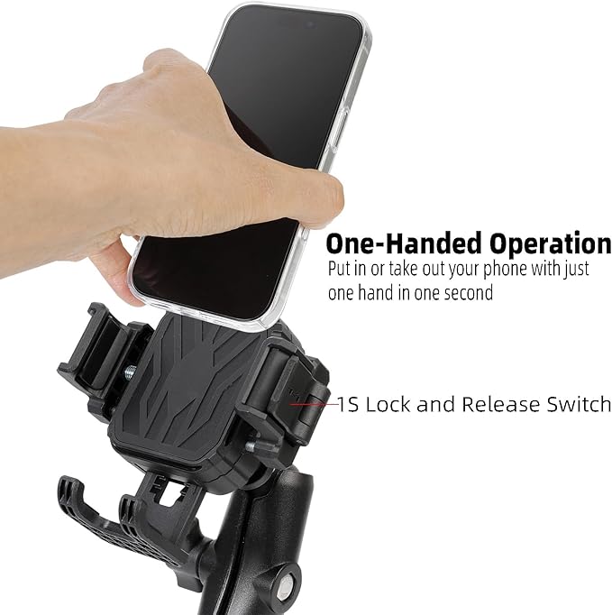 FPN Universal Phone Mount Holder for Car, Truck, Boat - Vibration Dampener, Aluminum AMPS Square Base, Medium Arm, 1s Quick Lock/Release, Camera Friendly, Fits 4.7-7.2" Smartphones