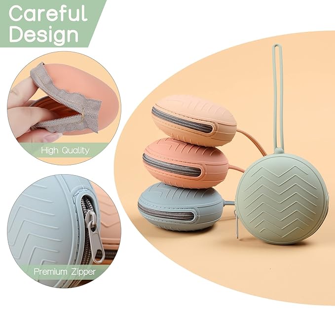 2 Pack Pacifier Holder Case, BPA Free Baby Pacifier Silicone Pouch for Boys & Girls, Portable Container Case (Clay, Dark Grey)