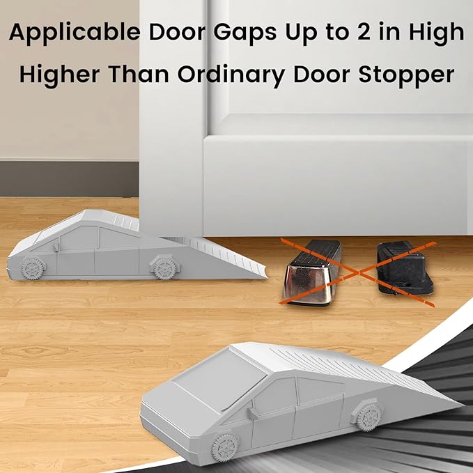 2Pc Funny Tesla Cybertruck Door Stoppers for Bottom of Door, Anti-Slip Rubber Heavy Duty Door Stop Wedge, Large Doorstop 2 inches High Gate Holder Suits Any Floor＆ As a Gifts