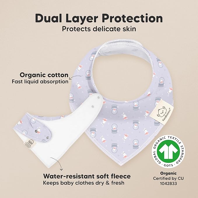 KeaBabies 8-Pack Organic Baby Bandana Bibs for Girls - Super Absorbent Triangle Baby Bibs for Drooling and Teething Infant, 100% Cotton Extra Soft for Newborn, Infant 0-36 Months (Dreamers)