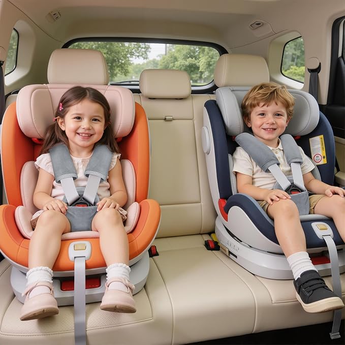 3 Pcs Car Seat Stroller Straps Pads for Baby, Newborn Soft Shoulder Strap and Crotch Covers, Universal Shoulder Straps Pads for Car Seat, Pushchair, High Chair (Grey)