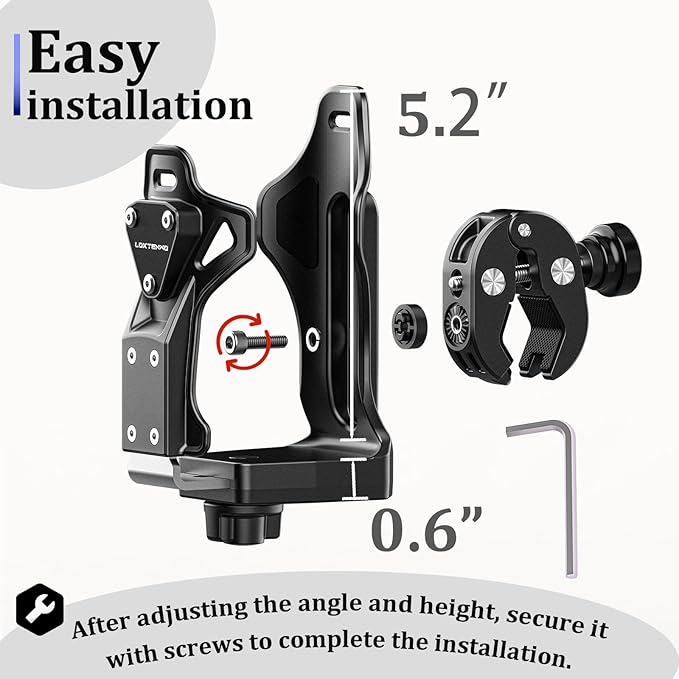 LOKTENWO Anti-Theft Motorcycle Cup Holder, Extra Large Adjustable Size Bike Water Bottle Holder for 1.95-3.6" Diameter Bottles, Bicycle Drink Cage for Handlebar & Frame Fit Scooter, Stroller, ATV