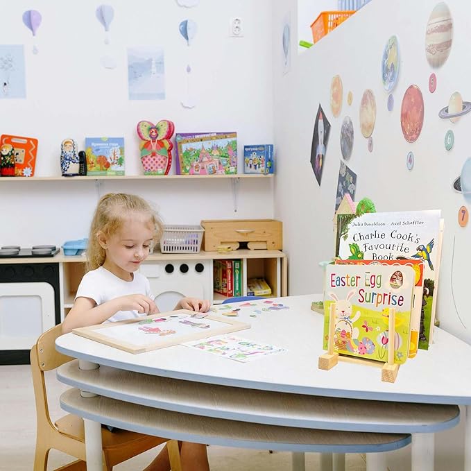 Bailitoy 2 Pcs Wooden Kids Bookshelf,Toddler Book Display Shelves Children Book Rack Suitable Kids Rooms, Nursery & Classroom,Mini Bookshelf, Desktop Shelf