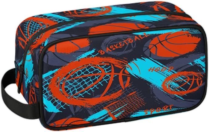 Boys Toiletry Bag Basketball Kids Dopp Kit Waterproof Hanging Wash Bag Cosmetic Bag Medicine Bag for Travel Sports Shower Essential
