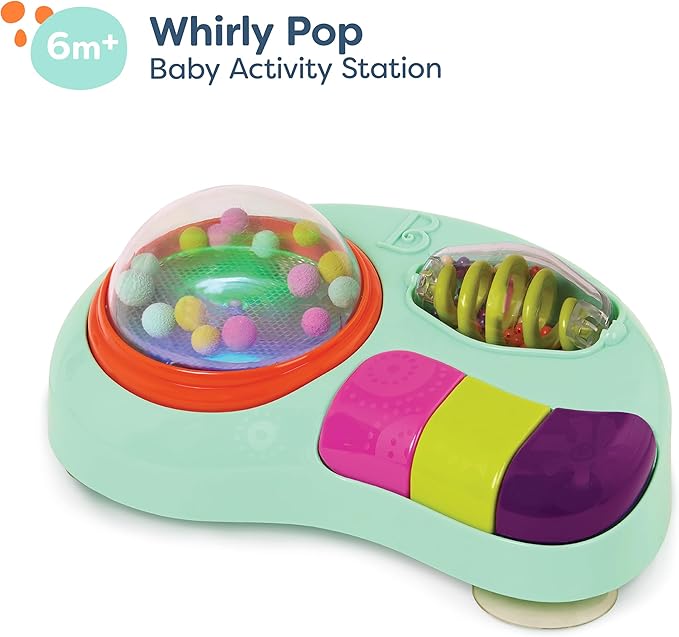 B. toys – Baby Activity Station – High Chair Suction Cup Toy with Music & Lights – Sensory Activity Center – Developmental Toys for Babies, Infants – whirly pop – 6+ Months