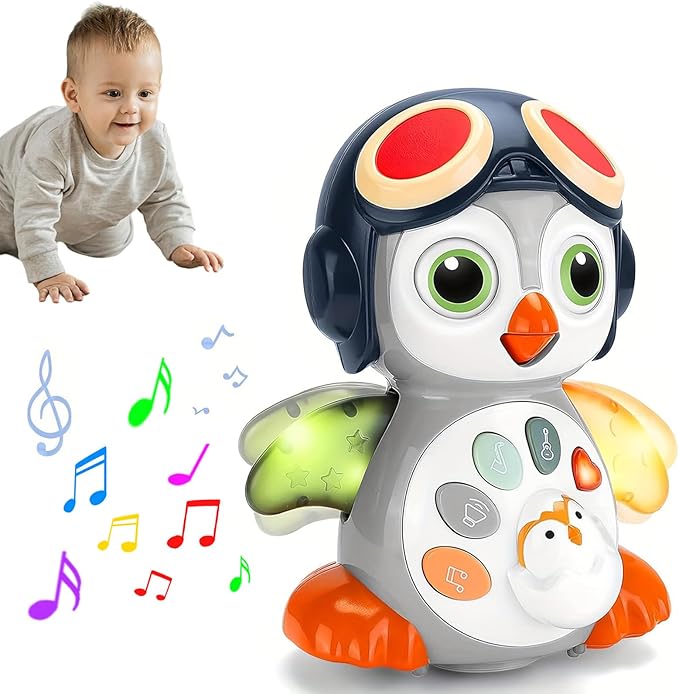 Penguin Crawling Toy for Babies 6-12 Months, Musical Light-up Toys for 1 Year Old, Toys for 6 Month Old Boy, Tummy Time 3-6 Months, Birthday Gifts for 3-18 Months Boys Girls, 1 Year Old Boy Girl Toys