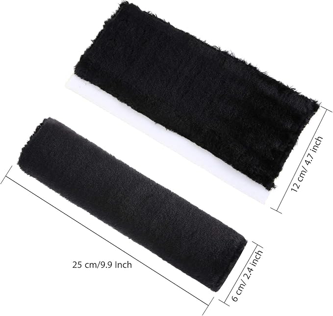 Boao 4 Pack Faux Sheepskin Car Seat Belt Pads Seatbelt Protector Soft Seat Belt Shoulder Strap Cover Comfort Harness Pad(Black, 9.9 Inch)