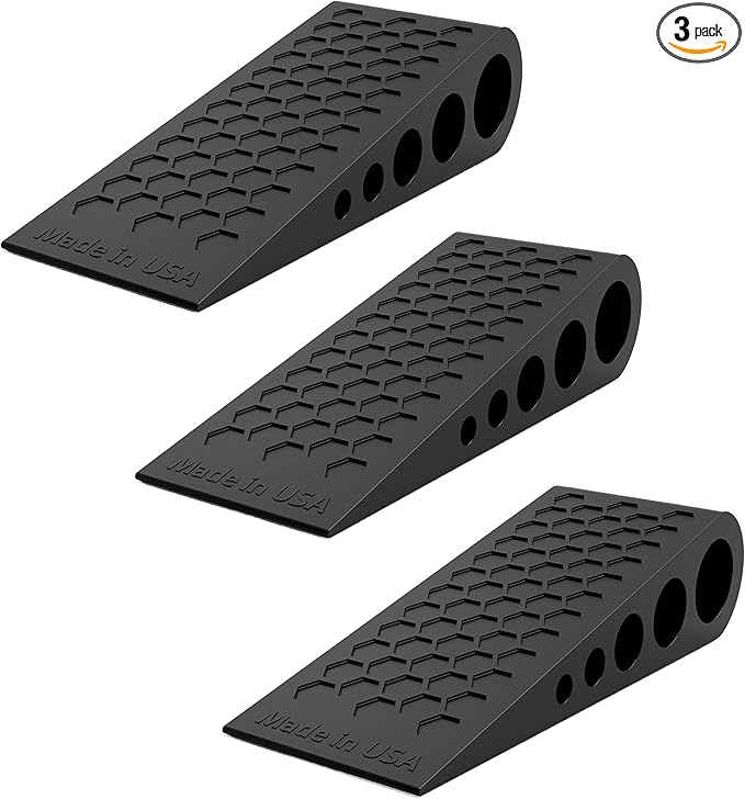 Door Stoppers for Bottom of Door Premium Floor Rubber Door Stop Wedge Made in USA Heavy Duty Honeycomb Design for Carpet, Tile, Ideal for Home, School, Commercial,Black 3 Pack