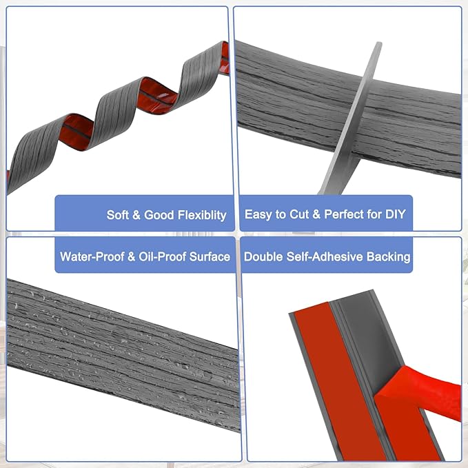Wall Corner Protector Moulding Trim Peel and Stick Wall Corner Guards Trim Flexible Self Adhesive Edge Protector Moulding, 2.4 in x 20 Ft, Deep Gray Wood