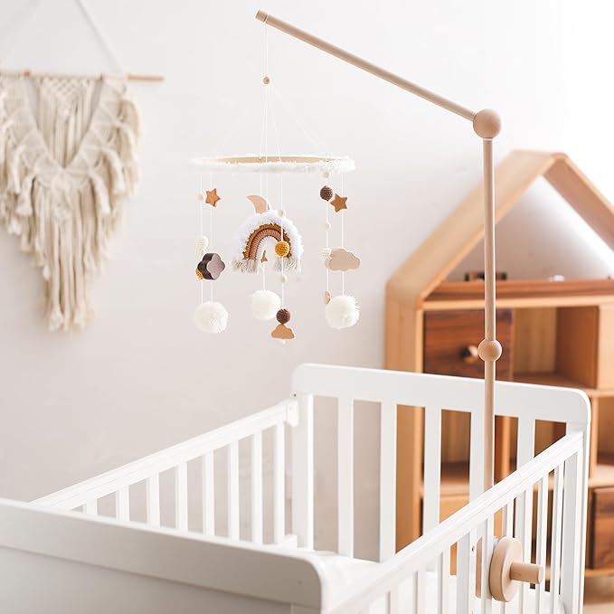 Baby Crib Mobile Arm,HBM 36 inch Wooden Mobile Arm for Crib Mobile Hanger for Crib Baby Girl Nursery Decor
