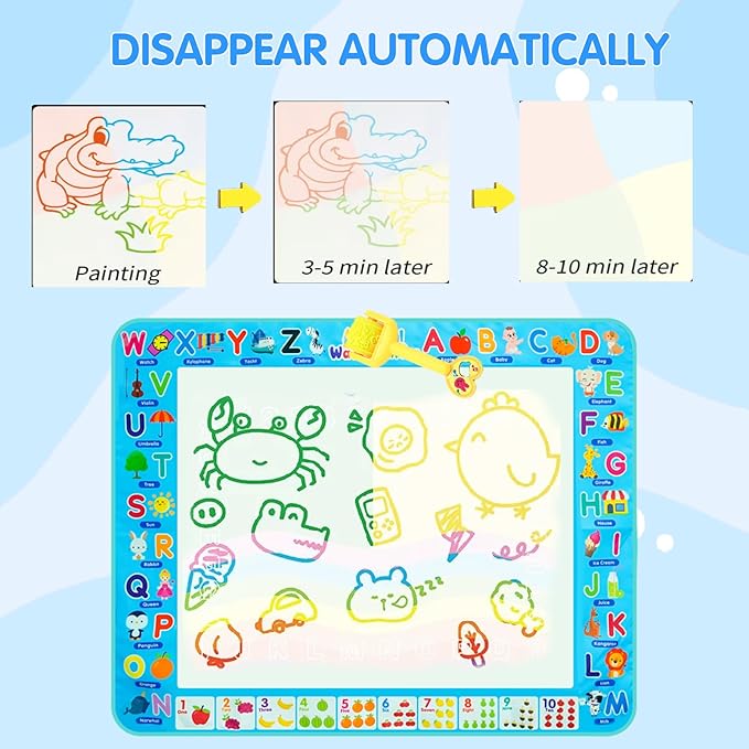 Water Doodle Mat Kids Painting Writing Board Mess Free Doodle Drawing Mat Educational Toys Gifts 40X 32 Inches Extra Large Coloring Mats for Toddlers Boys Girls Age 3 4 5 6 7 8 9 10 11 12 Year Old