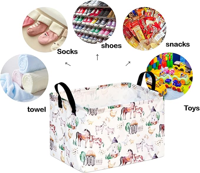 DUYIY Rectangle Windmill Animal Gift Storage Basket Home Shelf Storage Basket Organizer Box Clothes Laundry Hamper Nursery Basket Laundry Basket with Handles