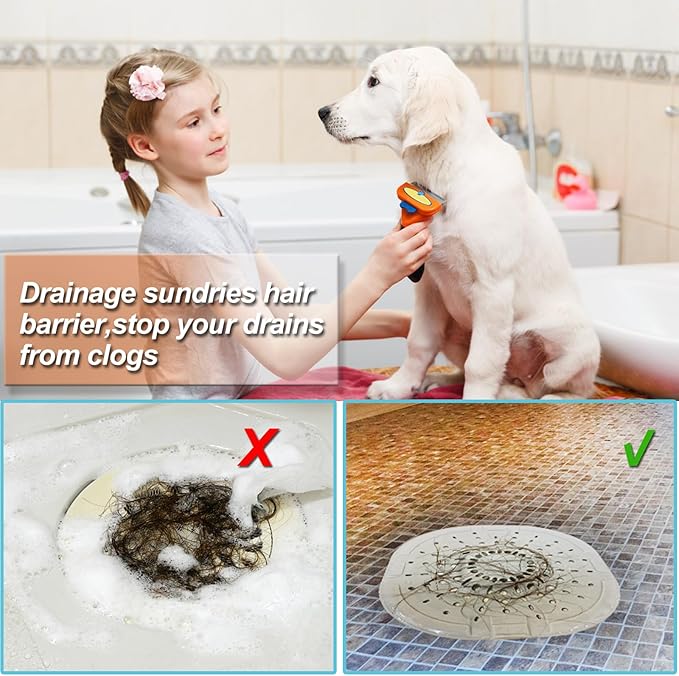 Hair Drain Catcher,Square Drain Cover for Shower Strong Adhesion Silicone Hair Stopper with Suction Cup,Easy to Install Suit for Bathroom,Bathtub,Kitchen 2 Pack (Cream White)