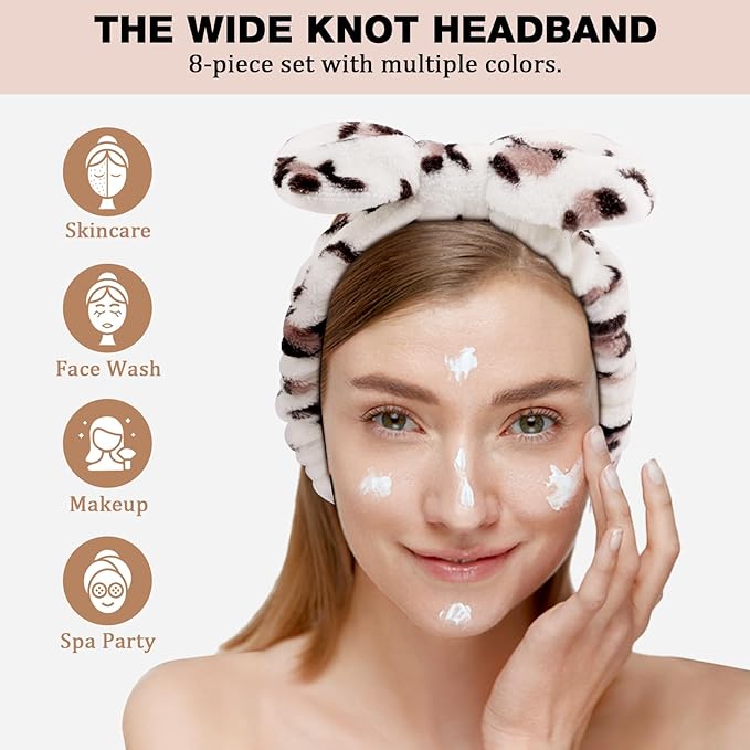 8pcs Spa Headband, Easter Basket Stuffers, Bulk Easter Mothers Day Gifts, Stocking Stuffers for Teen Girls Women, Skincare Makeup Face Wash Headband, Goodie Bags Gift Baskets Party Favors