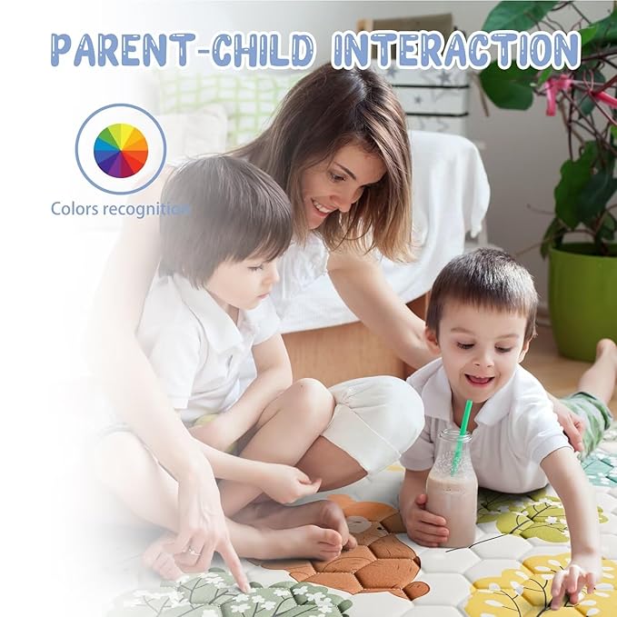 Baby Play Mat 50" X 50" Playpen Mat Upgraded Thicker Baby Floor Play Mat Cushioned Anti- Slip Crawling Mat Waterproof Activity Playmat for Babies Toddlers Infants Tummy Time Tree Fox